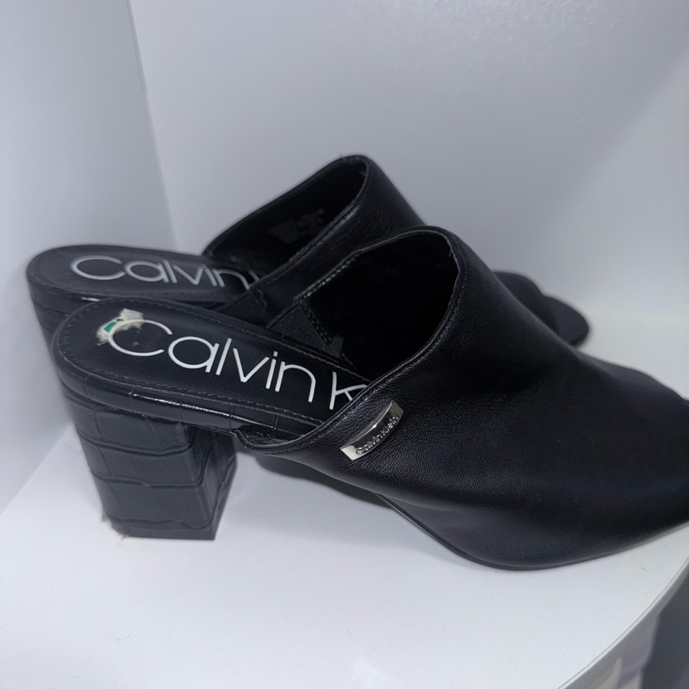 Calvin Klein Black Mules with Block Heel